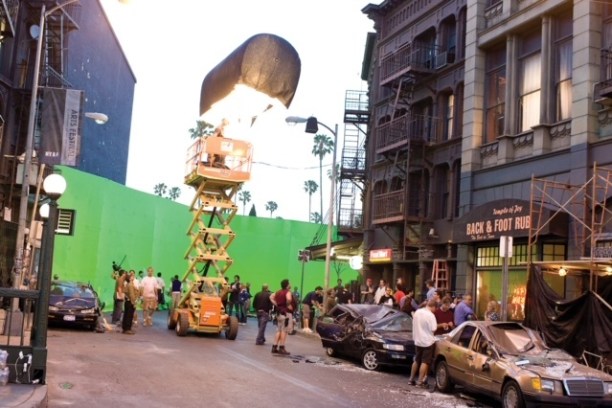 a group of people on a city street