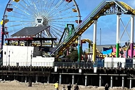a group of people on a beach